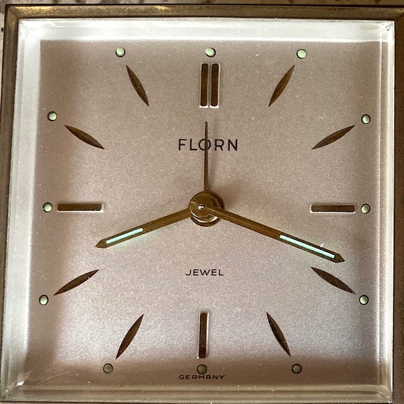 Florn solid brass  vintage  50s alarm clock and barometer  Very Rare  ex.cond. - Picture 4 of 8